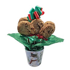 Winter Snowman Cookie Pot Bouquet (1 Dozen)